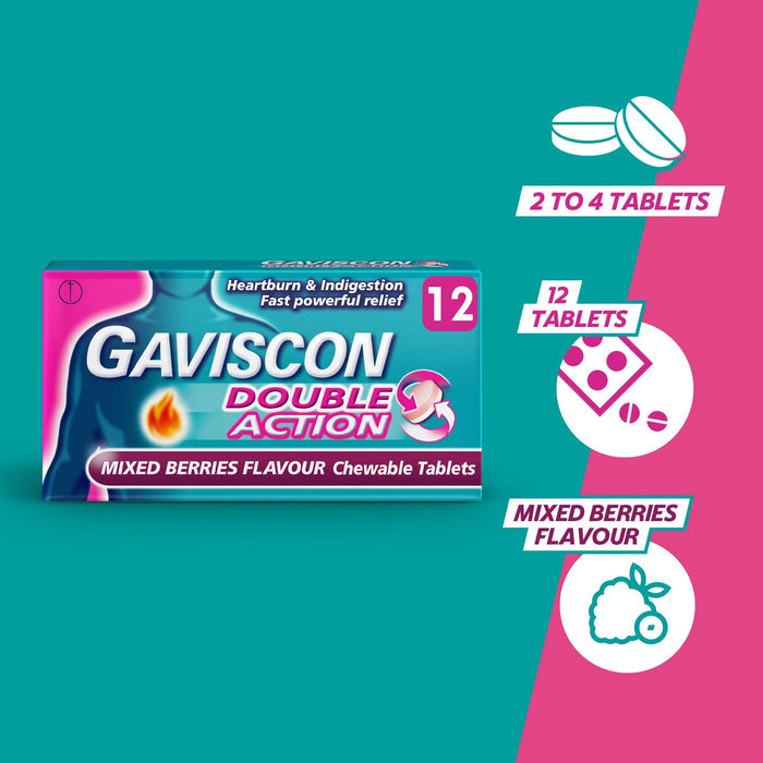 Gaviscon Double Action chewable tablets mixed berry x2