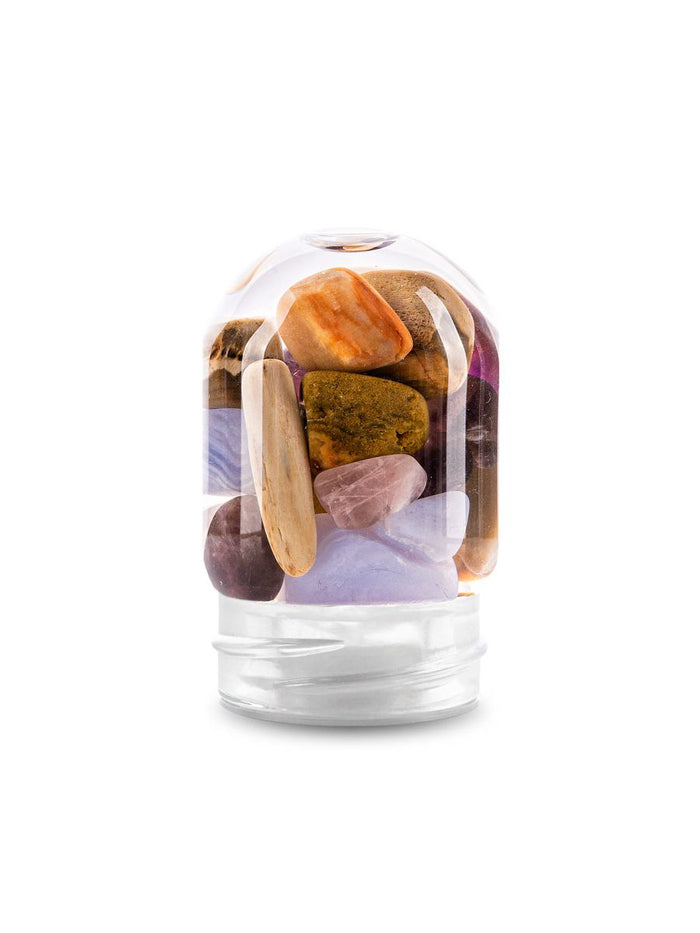 VitaJuwel | GemPod FIVE ELEMENTS w. Chalcedony, Petrified Wood, Amethyst, Rose Quartz & Ocean Jasper