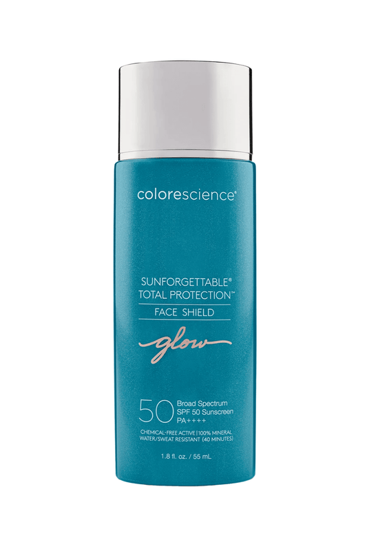 Colorescience Face Shield Glow SPF 50 1.8 oz – illuminating mineral sunscreen with a radiant finish and broad spectrum protection at West Em Medical Spa
