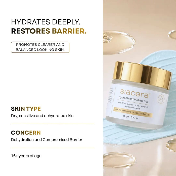 Siacera HydraShield Moisturiser - model applying product to face