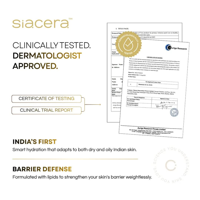 Siacera HydraShield Moisturiser - skin concern targeted by formula