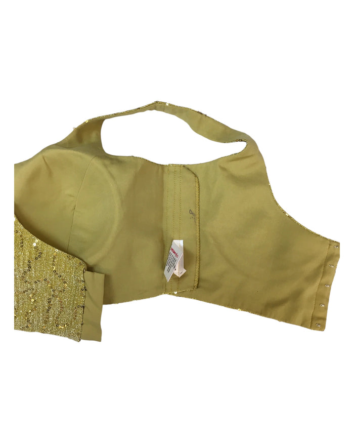 Gold - Full Sequins Saree blouse with cups,  Sleeveless - 38" - UK Stock - Quick Delivery - RNK - R833-KK