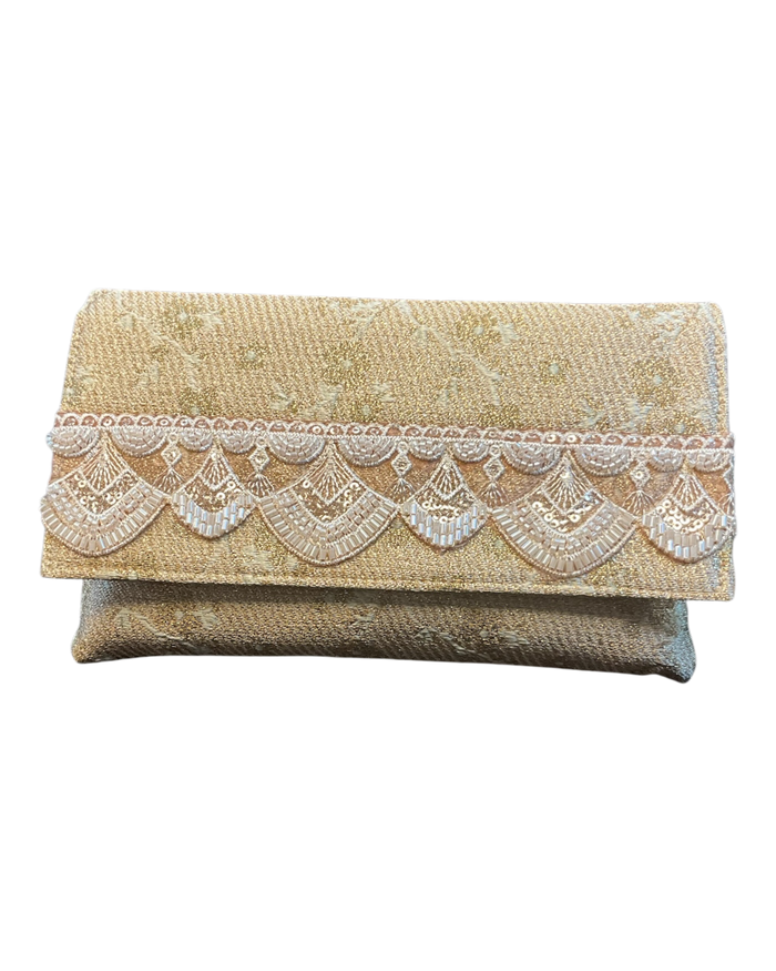 Gold - Handloom Brocade Clutch Bag / Handbag -Bollywood / Weddings - JS16a 06A26