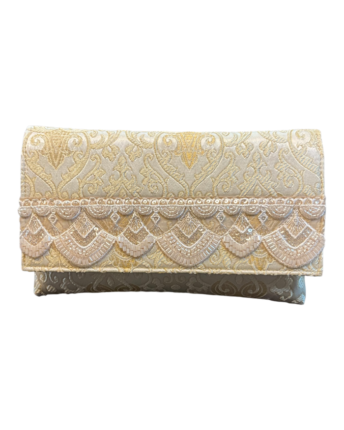 Gold - Handloom Brocade Clutch Bag / Handbag -Bollywood / Weddings - JS16c 06A26