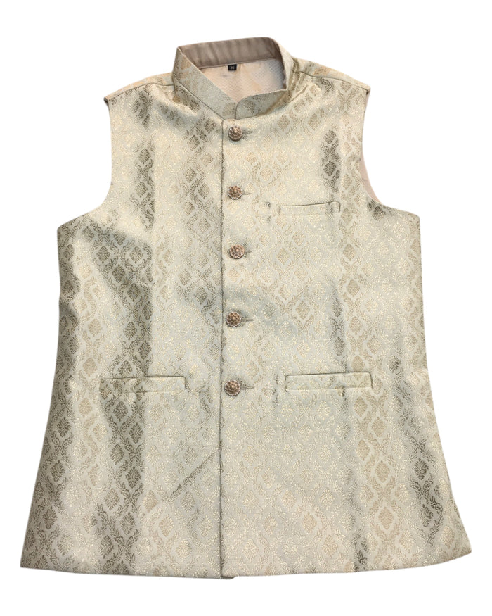 Gold - Rich Banarasi Brocade Handloom Brocade Mens Waistcoat - UK Stock- Dispatch in 24 hrs - KCS241108 KP