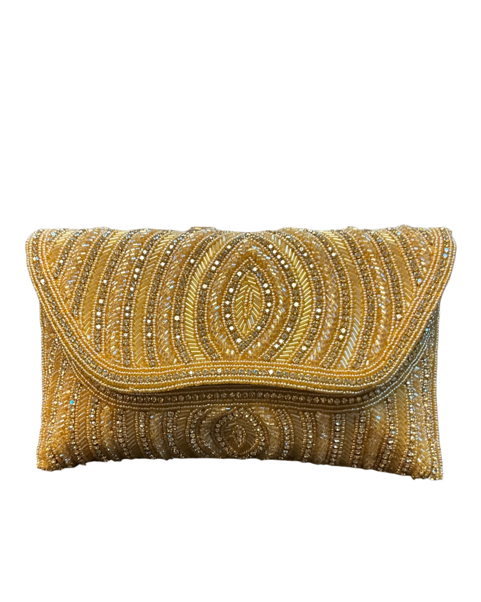 Gold - Rich Hand Embroidered Clutch Bag / Handbag -Bollywood / Weddings - JS37 06KP26