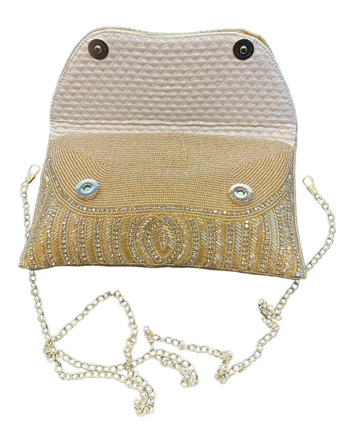 Gold - Rich Hand Embroidered Clutch Bag / Handbag -Bollywood / Weddings - JS37 06KP26