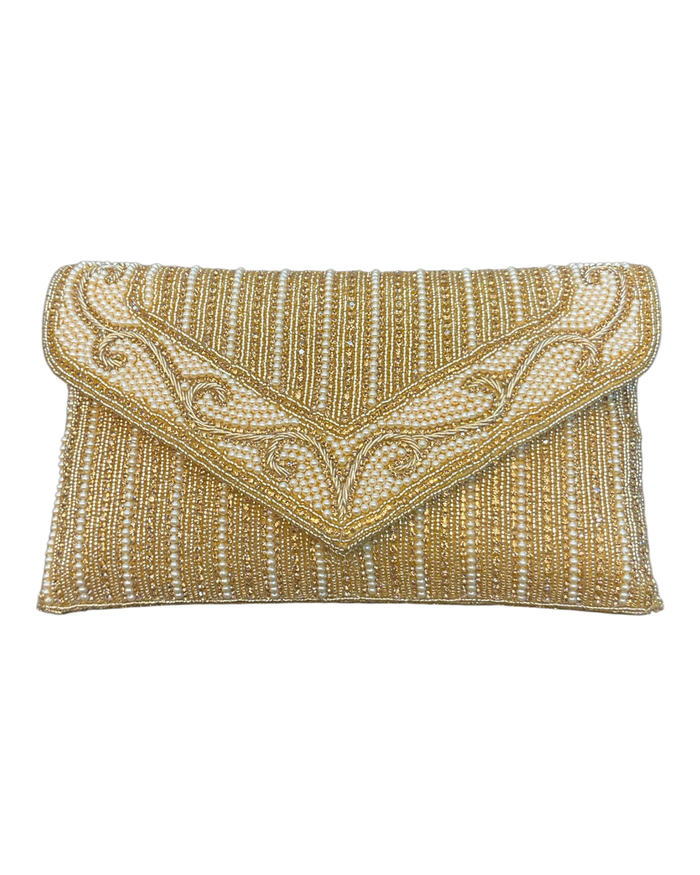Gold - Rich Hand Embroidered Clutch Bag / Handbag -Bollywood / Weddings - MJ061 06KP26