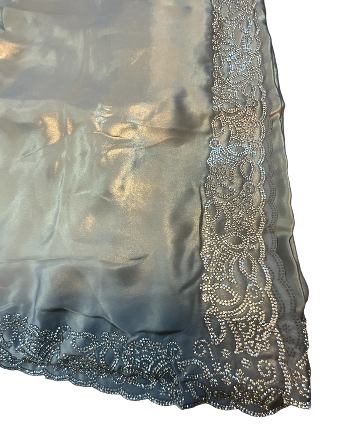Gold - Saree with Thread / Stone Embroidery and Blouse Piece - UK stock - 24hr Dispatch - SP2621 VC