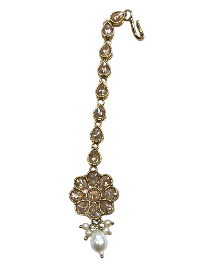 Gold / Neutral - Gold Finish Small Size Tika Head Piece - Indian Ladies Fashion Jewellery - AE2438 11Vp24