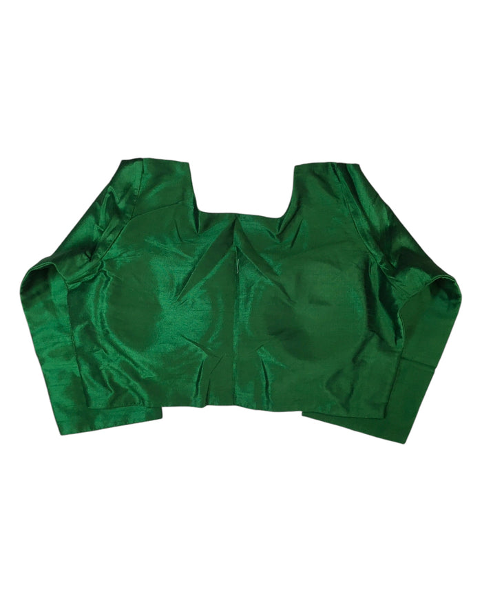 Green - Silky Saree blouse with cups,  Long Sleeves, High Back - 38" - UK Stock - Quick Delivery - RNK - R231F-A
