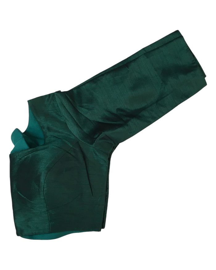 Green - Silky Saree blouse with cups,  Long Sleeves, High Back - 38" - UK Stock - Quick Delivery - RNK - R231F-A