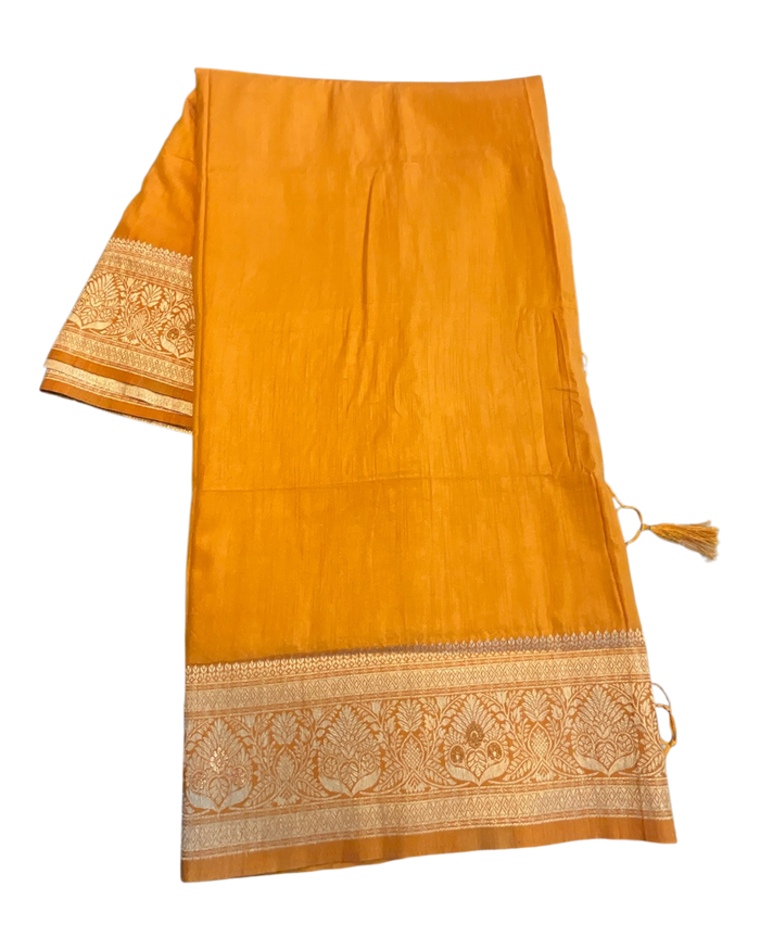 Haldi / Mustard Yellow 2 - Traditional Handloom Saree with Blouse Piece - UK stock - 24hr Dispatch - SP2630 KP