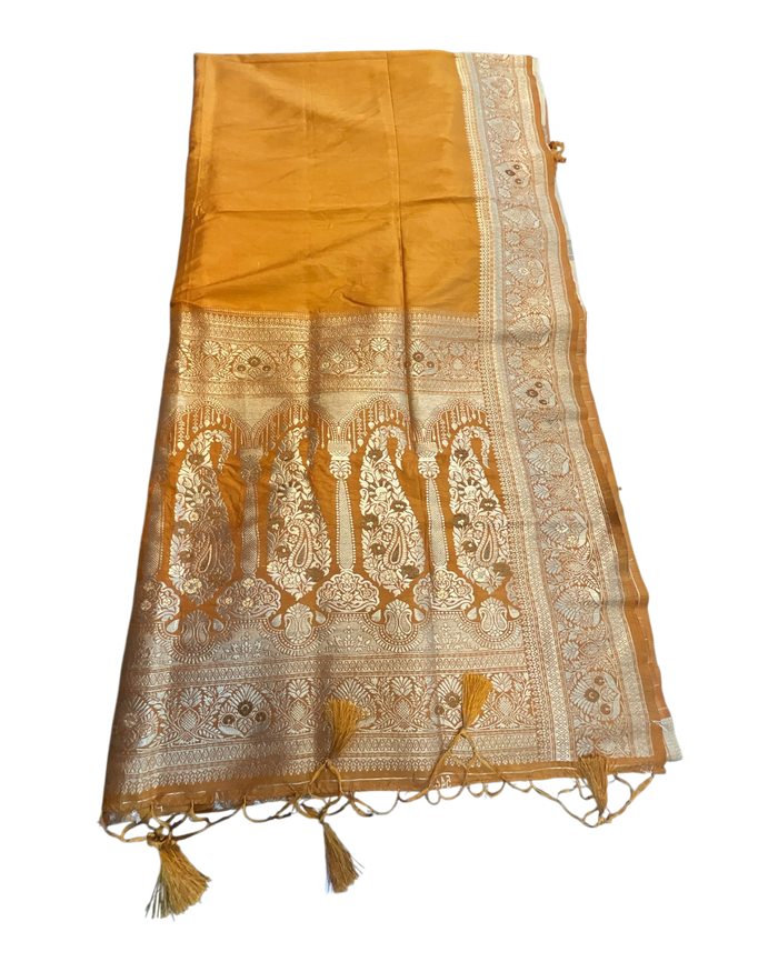 Haldi / Mustard Yellow 2 - Traditional Handloom Saree with Blouse Piece - UK stock - 24hr Dispatch - SP2630 KP