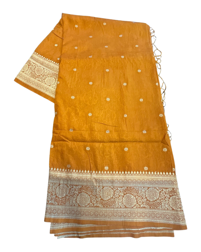 Haldi / Mustard Yellow 3 - Traditional Handloom Saree with Blouse Piece - UK stock - 24hr Dispatch - SP2630 KP