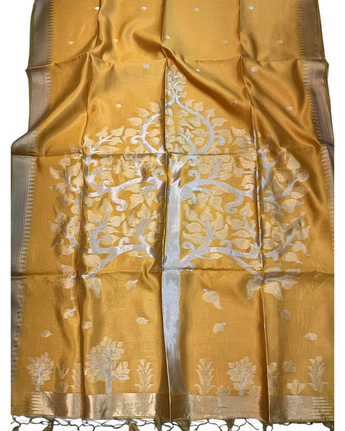 Haldi Yellow - Handloom Saree with Blouse Piece - UK stock - 24hr Dispatch - RT-BT002 07KJ26