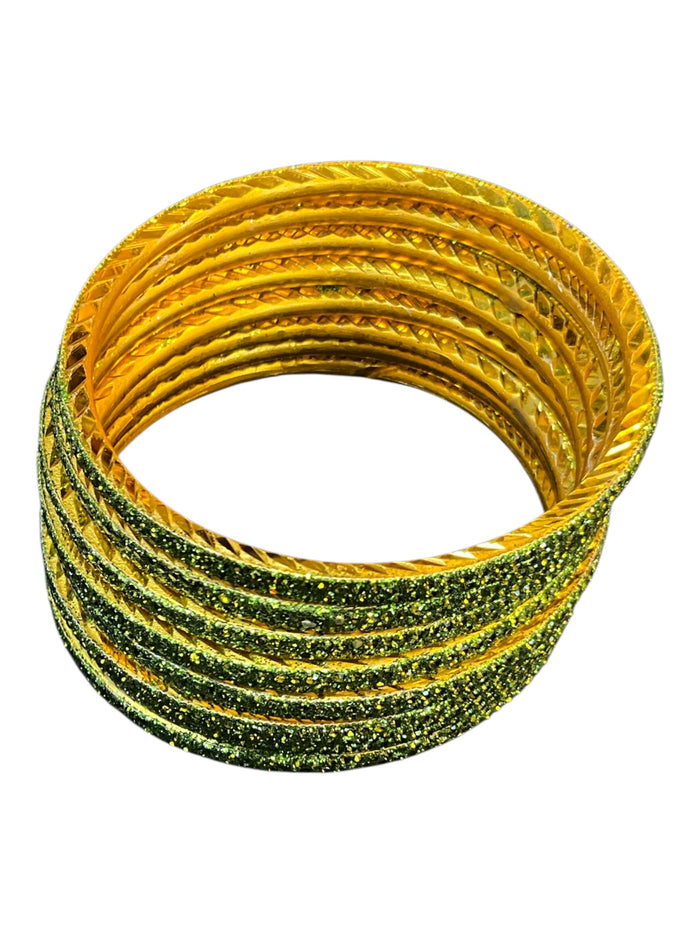 Henna / Mehndi Green - Set of 8 Stone Bangles -  M to XXL - HAN2601 07Ka26