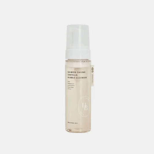 HEVEBLUE Salmon Caring Centella Bubble Cleanser 200mL is a gentle, pH-balanced (5.5) foaming cleanser designed to purify the skin without stripping its natural moisture. It is primarily known for using Salmon PDRN and Salmon Egg Extract to support skin regeneration and maintain a healthy skin barrier.&nbsp;