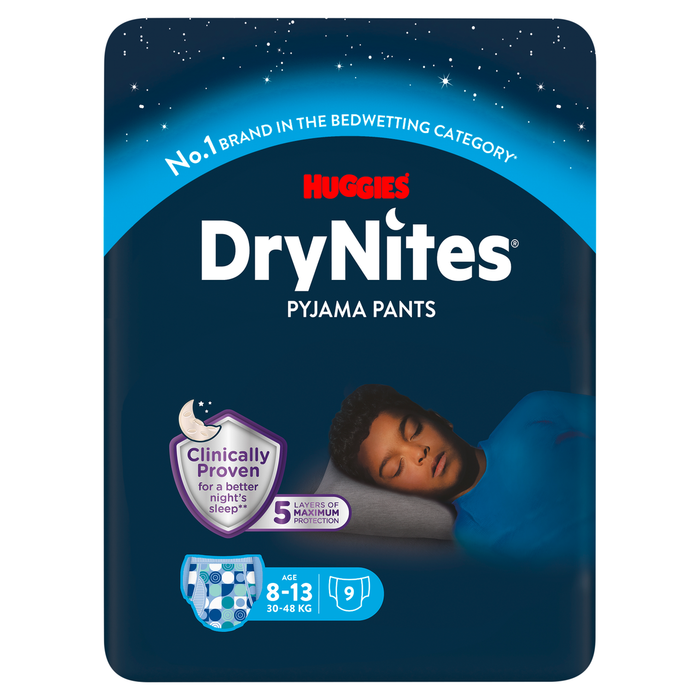 Huggies Drynites Pyjama Pants Boy 8-13 Years 9 Pack