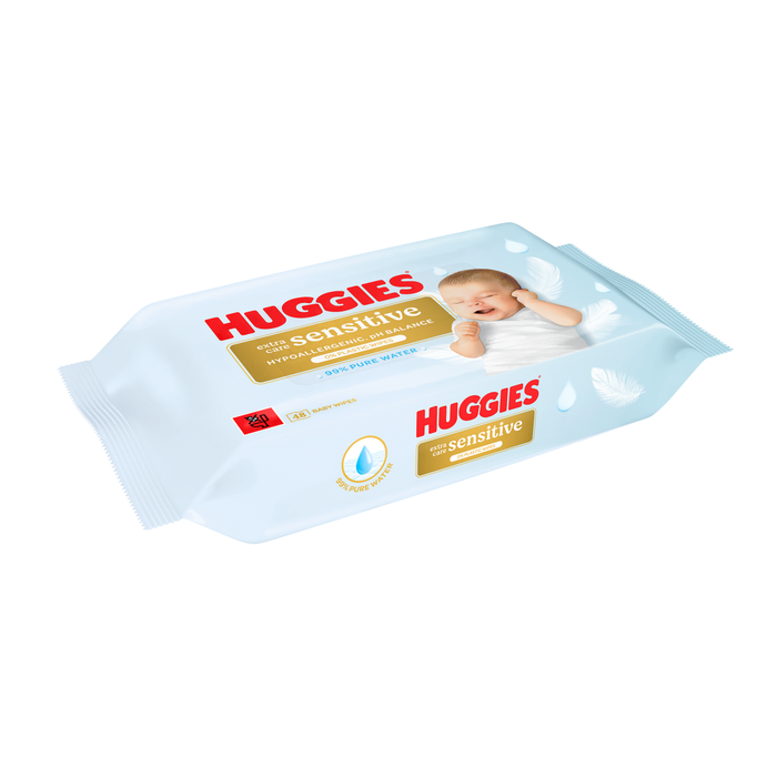 Huggies Pure Extra Sensitive Plastic Free Baby Wipes 48 Wipes