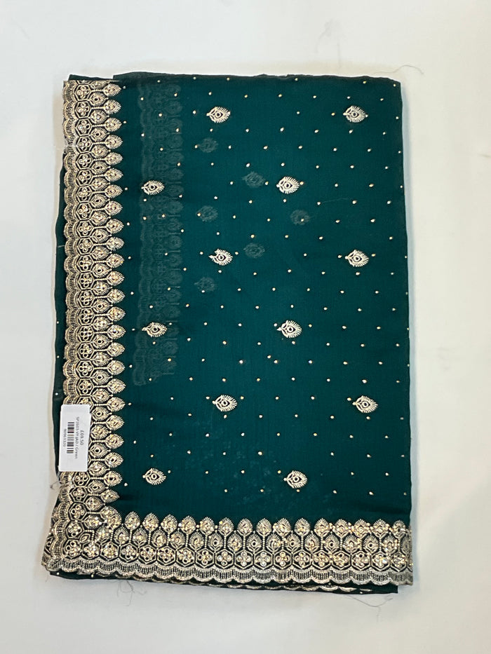 Jade Green - Fancy Party Saree with Blouse Piece - UK stock - 24hr Dispatch - SP2603 VY