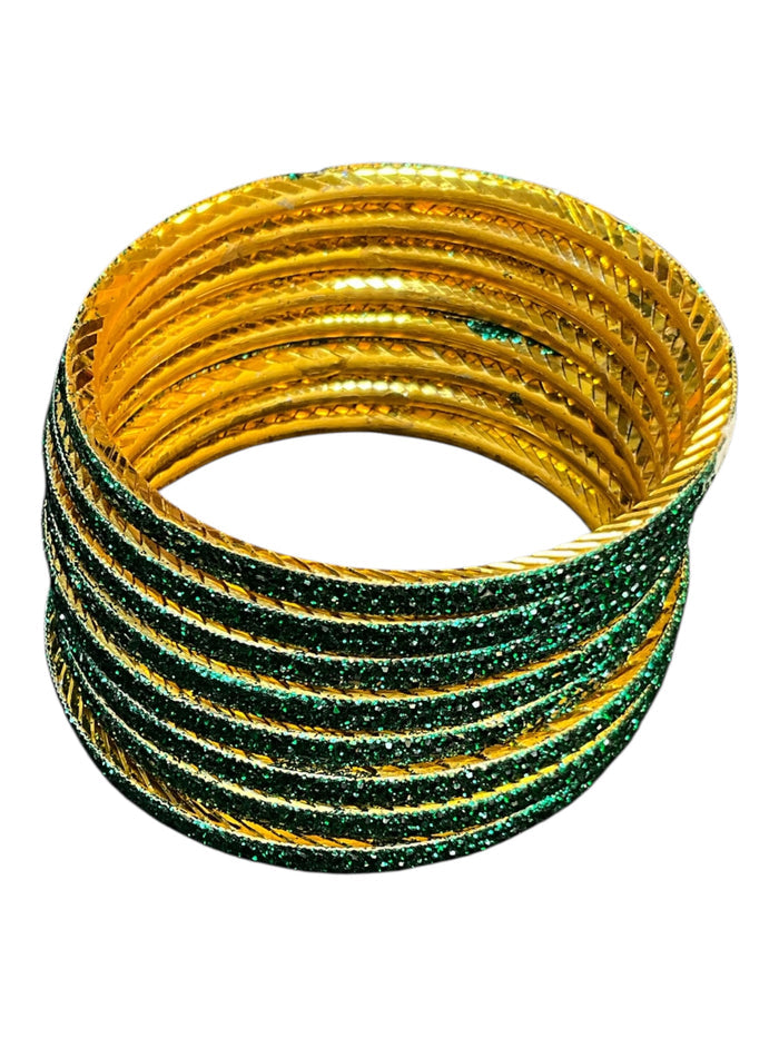 Jade / Rama Green - Set of 8 Stone Bangles -  M to XXL - HAN2601 07Ka26