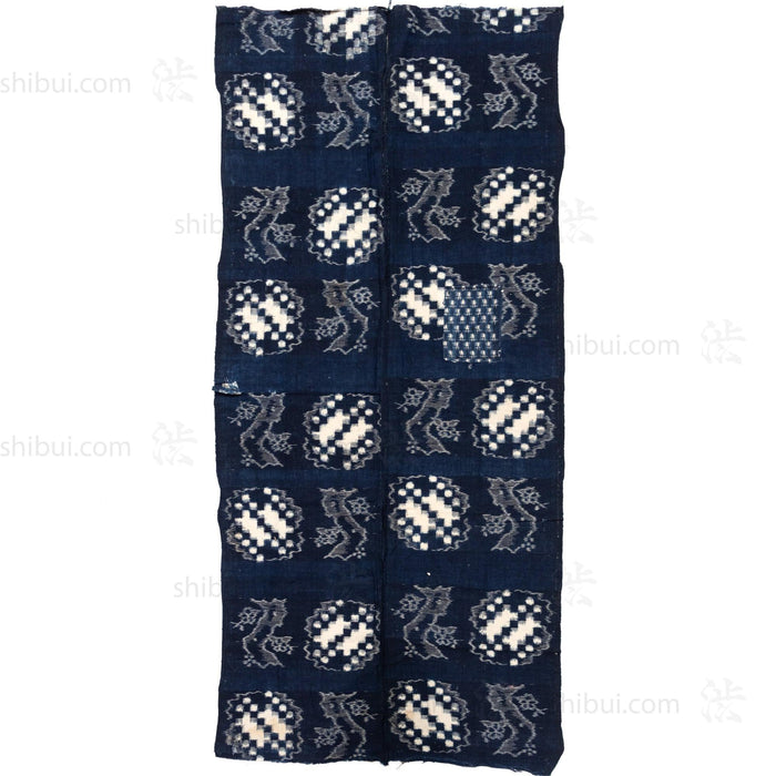Japanese Indigo Egasuri Ikat Panels with Cherry Tree Motif