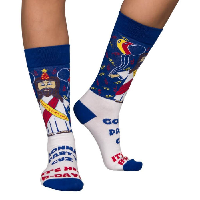 Jesus Birthday Boy Ugly Christmas Socks 3