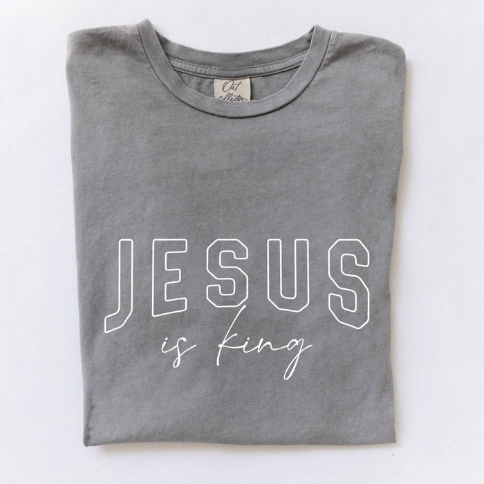 JESUS IS KING Mineral Washed Graphic Tee