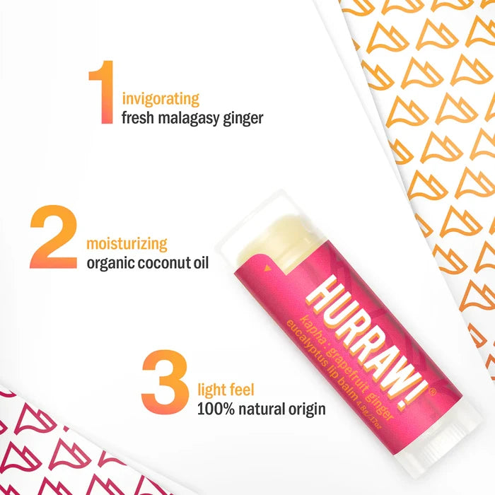 Hurraw! Kapha Lip Balm – Grapefruit Ginger Eucalyptus