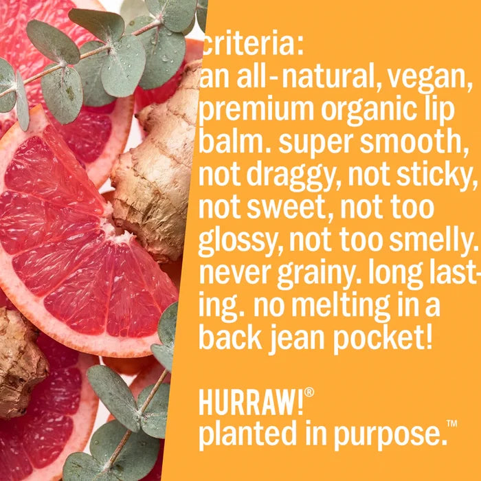 Hurraw! Kapha Lip Balm – Grapefruit Ginger Eucalyptus
