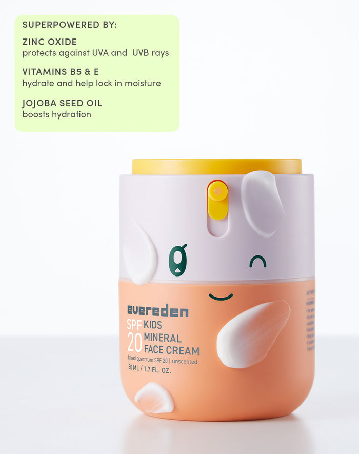 SUPERPOWERED BY:

ZINC OXIDE
protects against UVA and UVB rays

VITAMINS B5 & E
hydrate and help lock in moisture

JOJOBA SEED OIL
boosts hydration