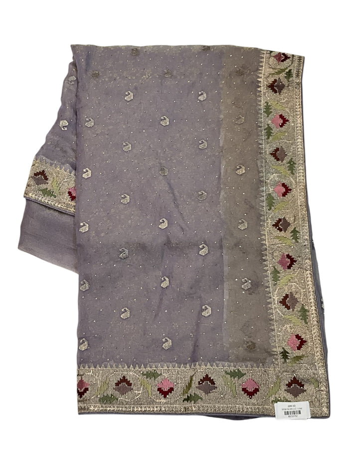 Lilac - Fancy Party Saree with Blouse Piece - UK stock - 24hr Dispatch - SP2618 VH