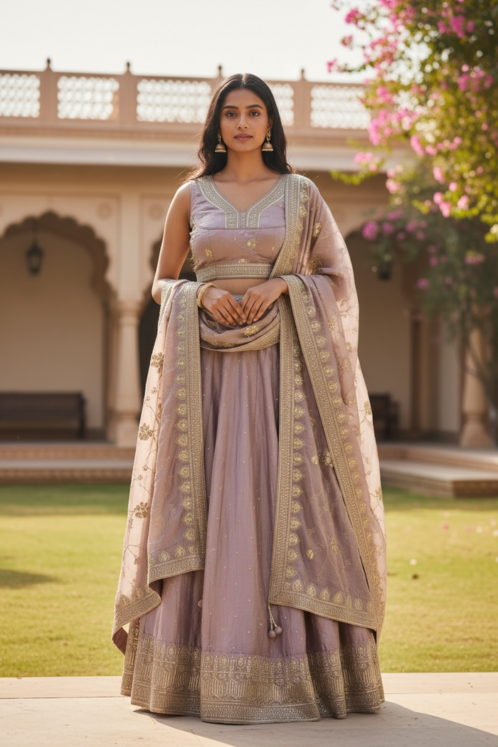 Lilac - Ready Made Lehenga Set - Size 12 - 38"(Loosen up to 14) ) UK Stock - 24h Dispatch - KTC241207  TP 1224