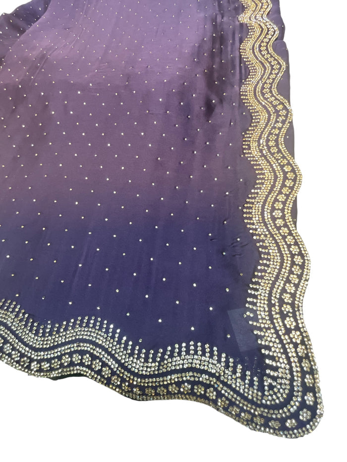 Lilac - Saree with Thread / Stone Work and Blouse Piece - UK stock - 24hr Dispatch - SP2611 VP