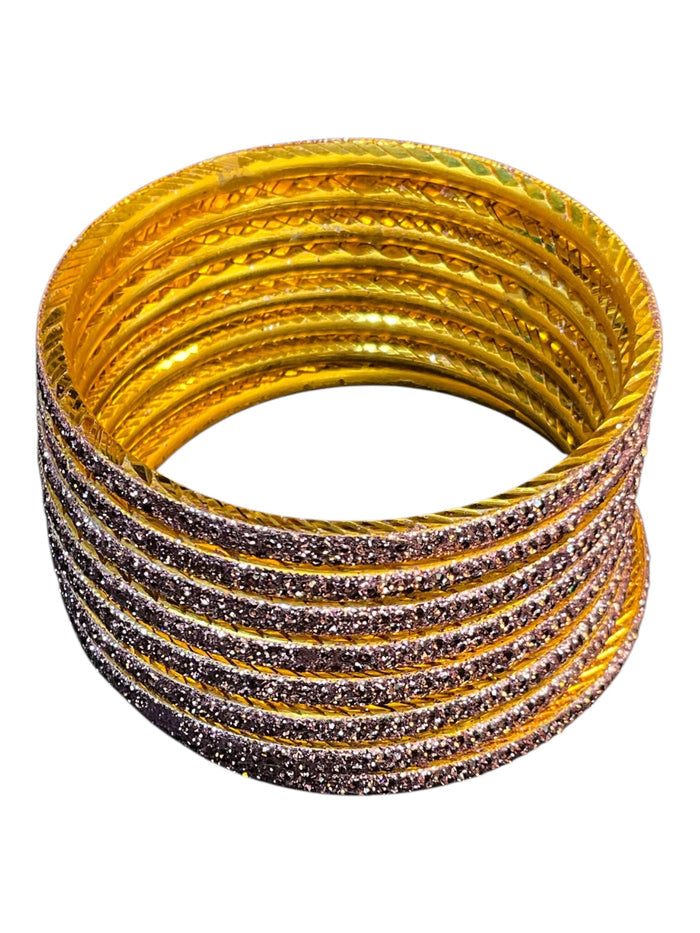 Lilac - Set of 8 Stone Bangles -  M to XXL - HAN2601 07Ka26