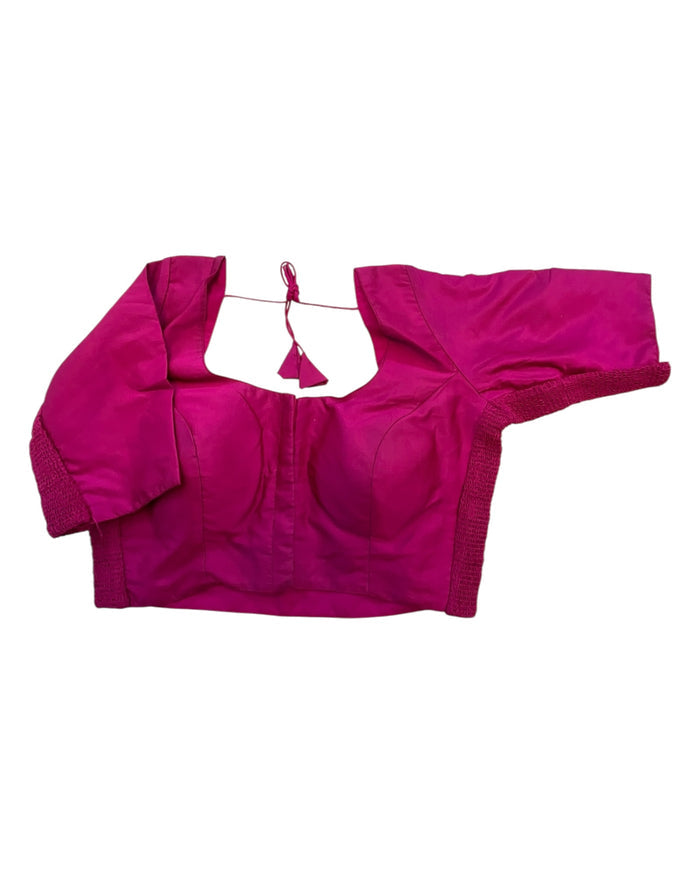Magenta - HYBRID Silky Saree blouse - With Elastic on both side for Great fit - Size 36",38", 40" S M L  - VAM1216 Ap