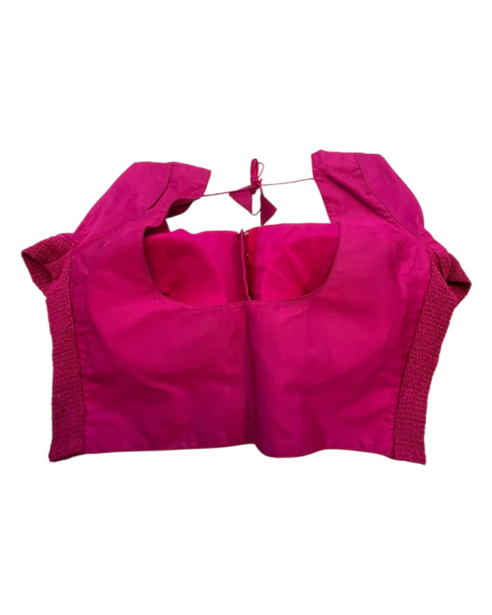 Magenta - HYBRID Silky Saree blouse - With Elastic on both side for Great fit - Size 36",38", 40" S M L  - VAM1216 Ap