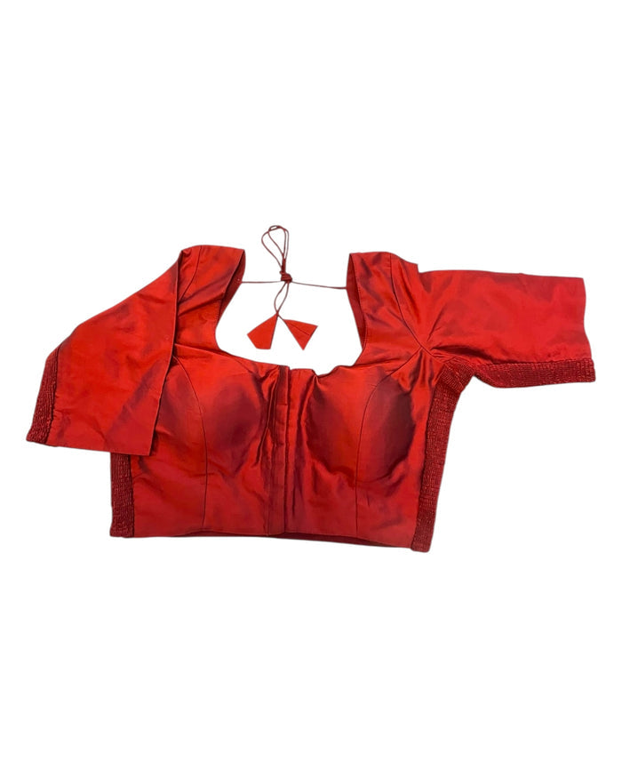 Maroon - HYBRID Silky Saree blouse - With Elastic on both side for Great fit - Size 36",38", 40" S M L  - VAM1216 Ap
