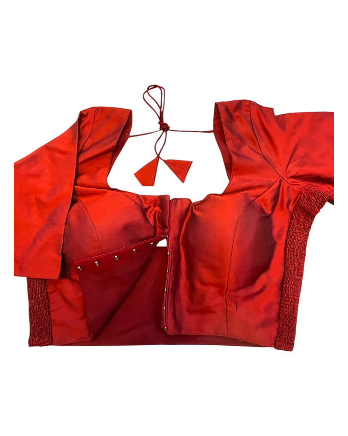 Maroon - HYBRID Silky Saree blouse - With Elastic on both side for Great fit - Size 36",38", 40" S M L  - VAM1216 Ap