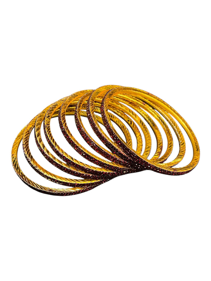 Maroon - Set of 8 Stone Bangles -  M to XXL - HAN2601 07Ka26
