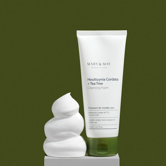 [MARY&MAY] Houttuynia Cordata + Tea Tree Cleansing Foam - 150ml-MARY&MAY-Luxiface