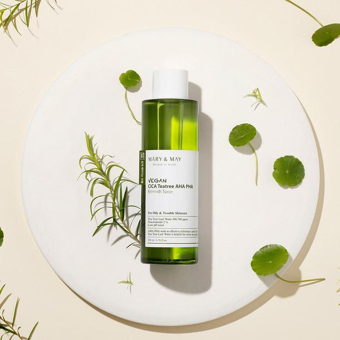 [MARY&MAY] Vegan CICA Tea Tree AHA PHA Toner - 200ml-MARY&MAY-Luxiface