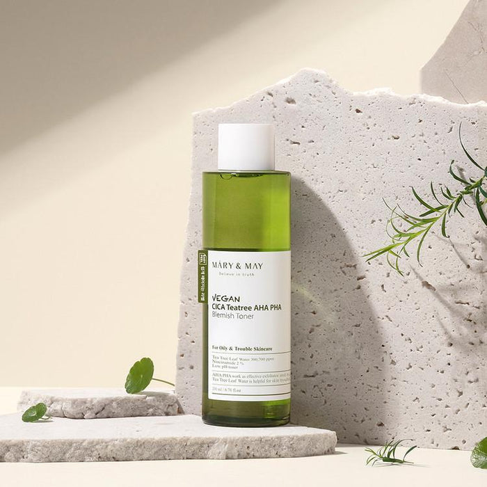 [MARY&MAY] Vegan CICA Tea Tree AHA PHA Toner - 200ml-MARY&MAY-Luxiface