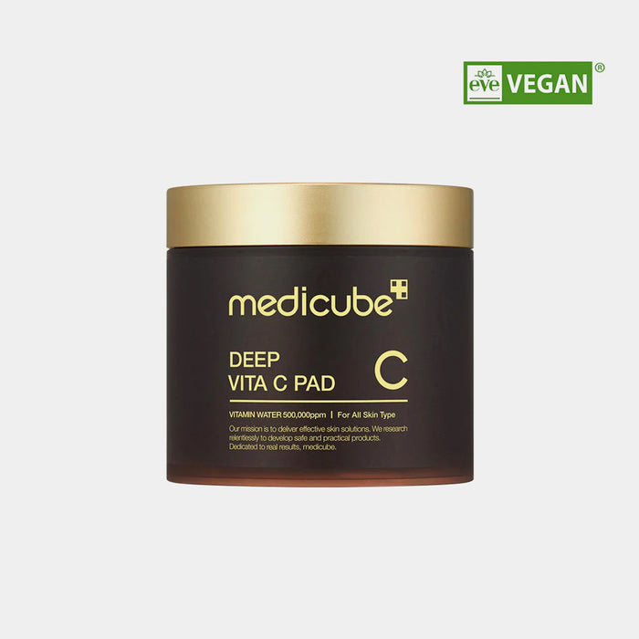 Medicube Deep Vita C Pad vegan dual-textured, vitamin-rich Korean toner pads designed to brighten skin, fade dark spots, and improve texture