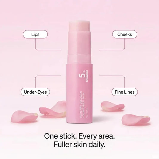 Medicube PDRN Pink Collagen Volume Multi Balm 10g provides on-the-go moisture, radiance, and smoother-looking skin while delivering a luxurious Korean glass-skin finish