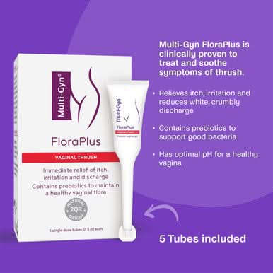 Multi-Gyn FloraPlus Vaginal Thrush Treatment Gel 5 x 5ml Tubes