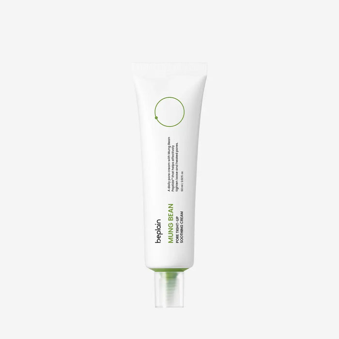 Beplain Mung Bean Peptide Soothing Cream 60ml - front product shot with spatula for sensitive skin