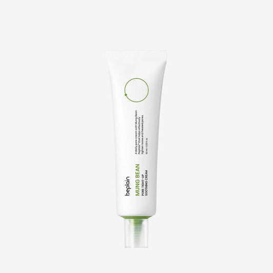 Beplain Mung Bean Peptide Soothing Cream 60ml - front product shot with spatula for sensitive skin