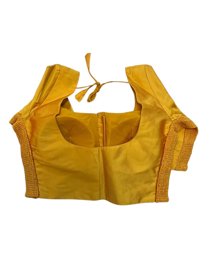 Mustard Yellow - HYBRID Silky Saree blouse - With Elastic on both side for Great fit - Size 36",38", 40" S M L  - VAM1216 Ap